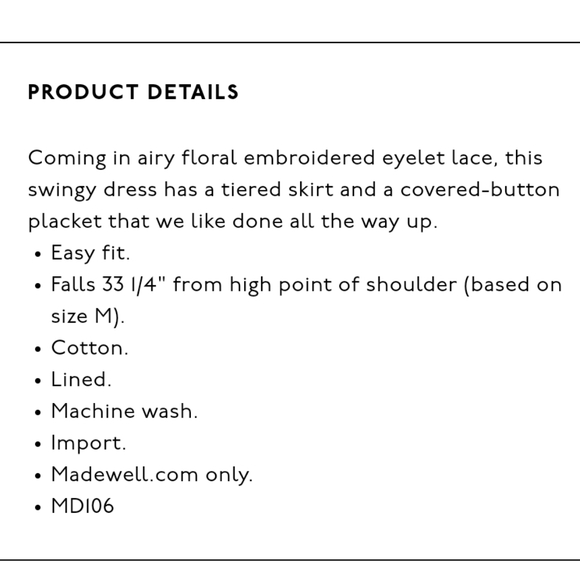 Madewell Embroidered Eyelet Tiered Button-Front Dress in Summer Breeze. - Picture 5 of 12